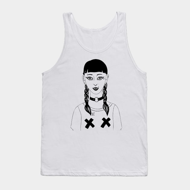 Cute Punk Girl Hand Drawing Tank Top by ioabann